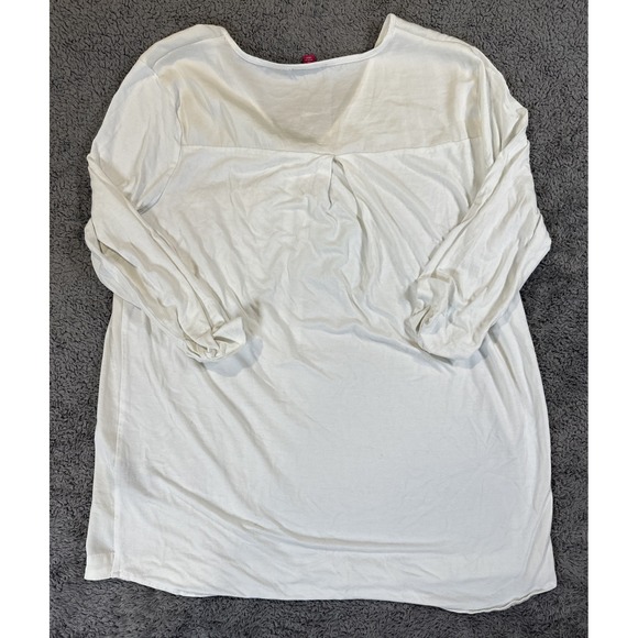 Vince Camuto White Blouse Zipper & Pocket Size M Long Roll Sleeve - Picture 8 of 9